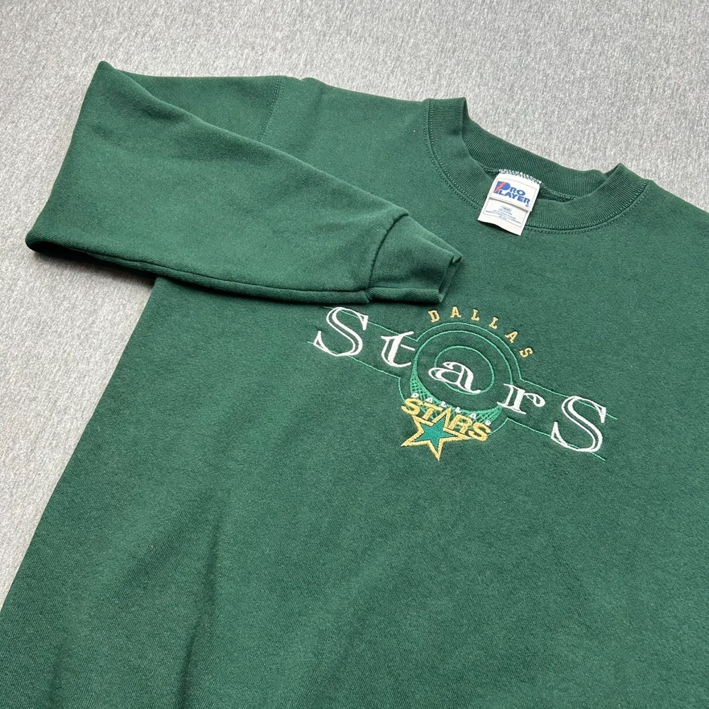 Pro Player Dallas Stars Hockey Embroidered Crewneck Sweatshirt Boys 18/20 Green